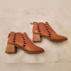 New Kelsi Dagger Brown Leather Heeled Ankle Boots Size 13